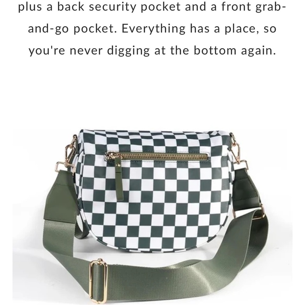 Checkered Black and Brown Sling Bag - Picture 10 of 12